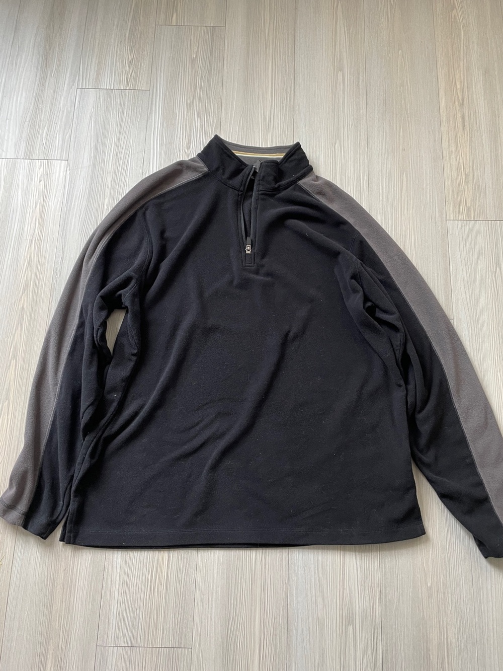 Men's REI Black Quarter-Zip Fleece Sweater with Gray Sleeves